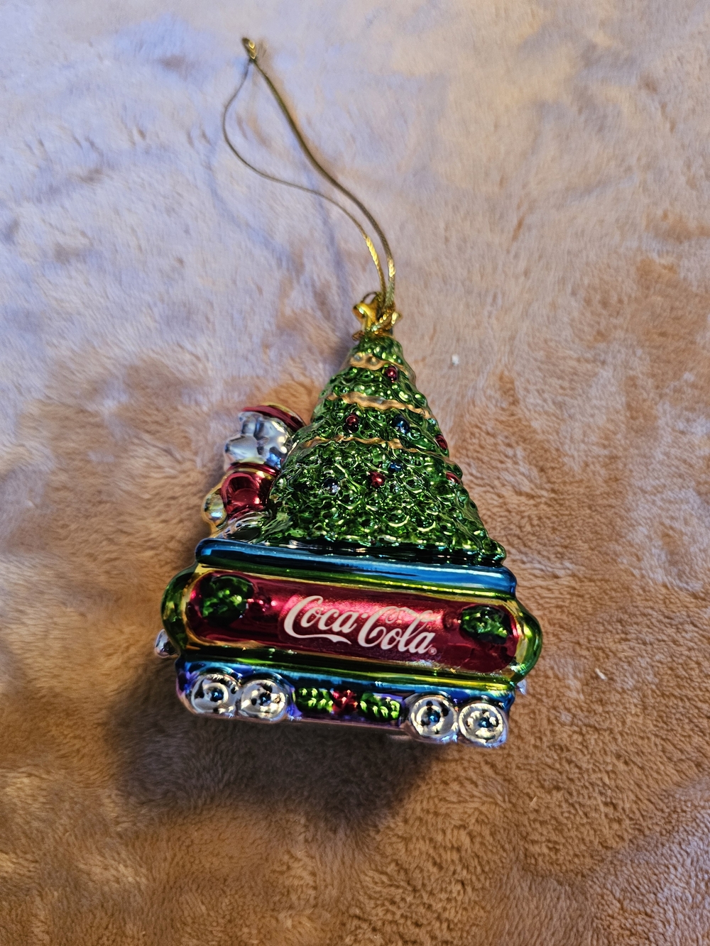 Coca-Cola Holiday Tree Glass Ornament - Green & Red